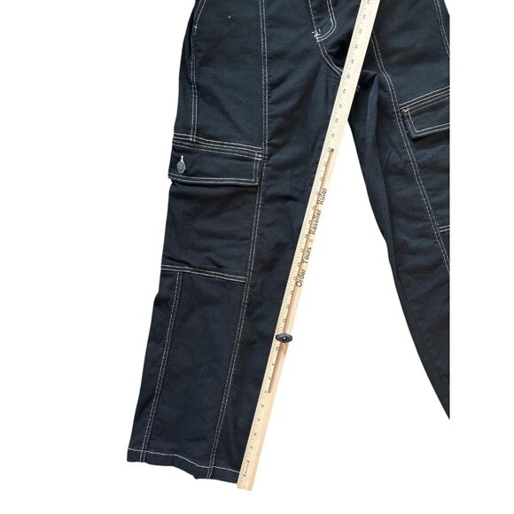 Madden NYC Pants Womens Large Black Cargo Utility Wide Leg Contrast Stitch - Picture 5 of 10